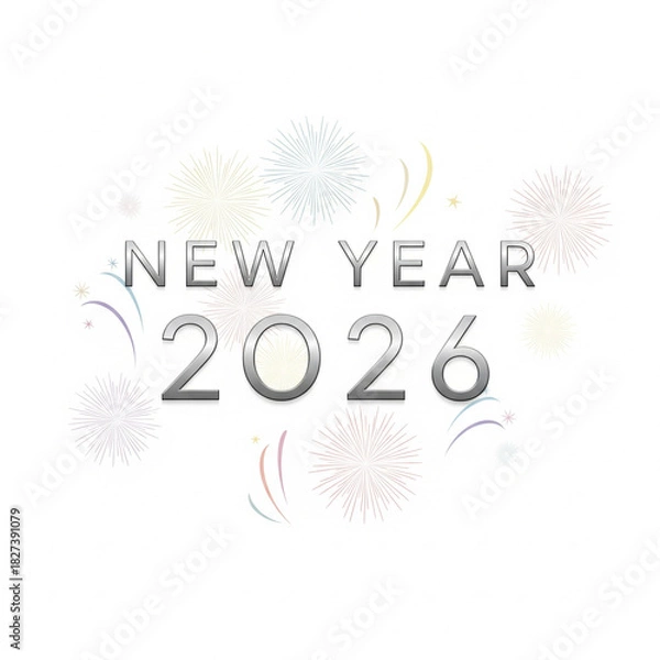Obraz Happy New Year 2026 Celebrations with Fireworks and Festive Elements