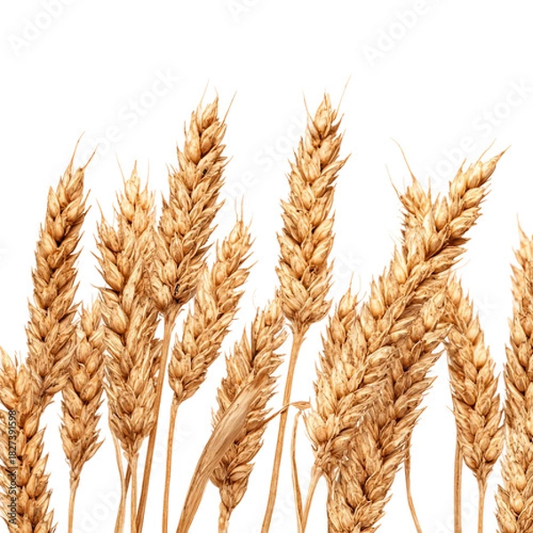 Obraz Horizontal wheat ears isolated on with white background(2)