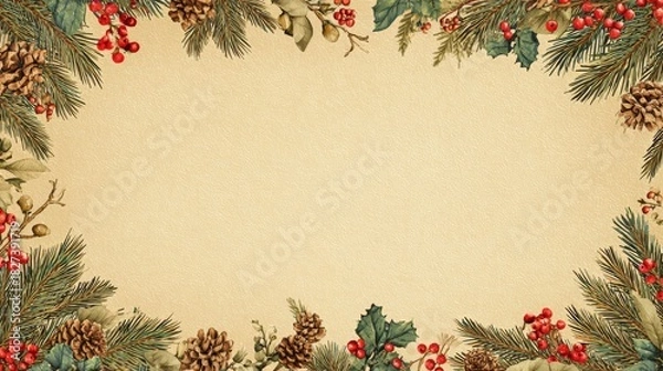Fototapeta simple Seamless Christmas frame with place for text concept