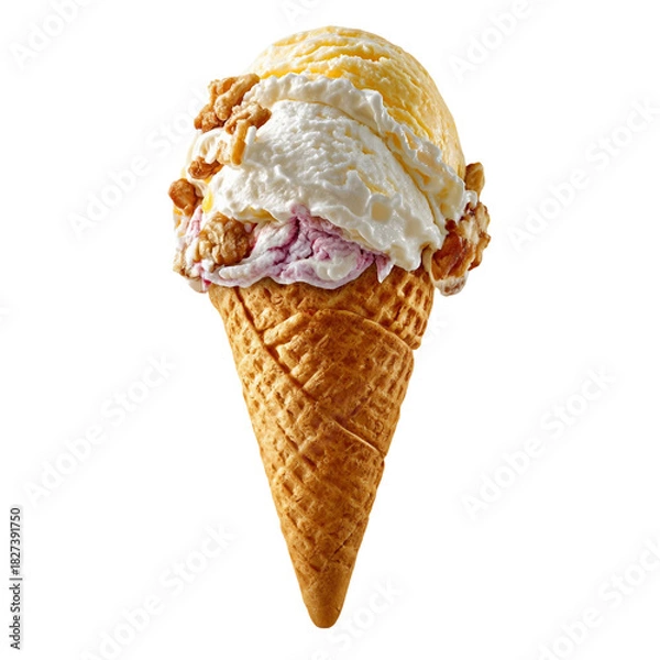 Obraz Ice cream wafer cone on transparent isolated on with white background(1)