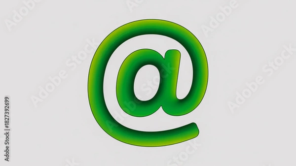 Obraz Green 3d at symbol icon isolated on white background for email and internet communication