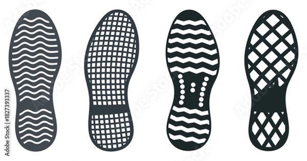Obraz Variety of Tread Patterns on Shoe Soles A Technical Illustration