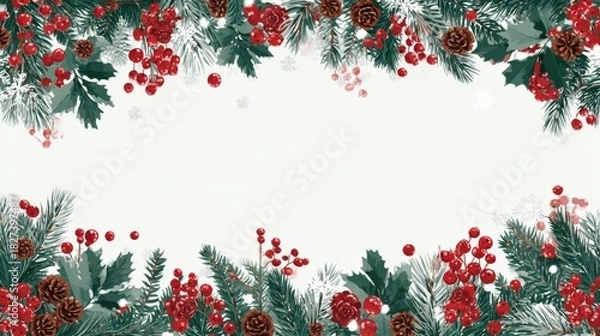 Fototapeta simple Seamless Christmas frame with place for text concept