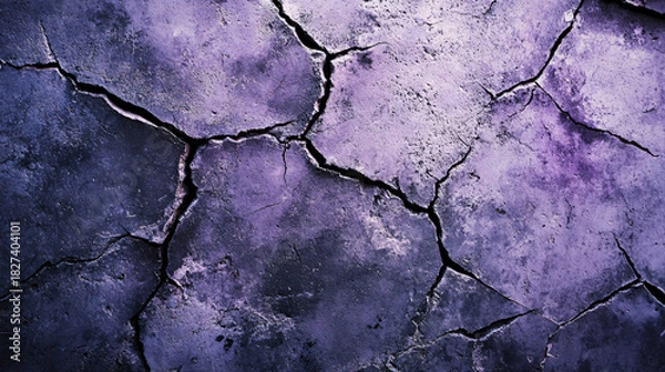 Fototapeta Cracked purple concrete texture for creative artistic backdrop and modern design