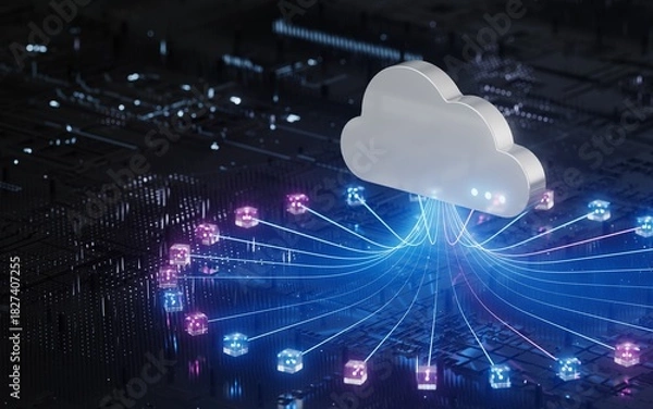 Obraz Cloud Computing Network Server Artificial Intelligence Data Modernization Transformation Technology	