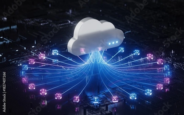 Obraz Cloud Computing Network Server Artificial Intelligence Data Modernization Transformation Technology	