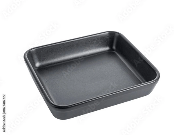 Fototapeta Black square baking pan or roasting dish isolated on transparent background