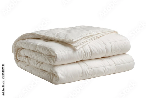 Fototapeta Folded white quilted comforter duvet on black background bedding, Cut Out, Isolated On White Background, Png Transparent