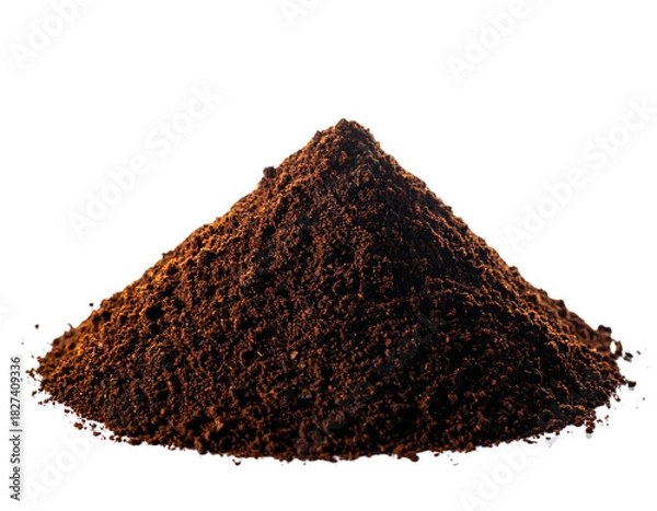Fototapeta Pile of dark brown ground coffee powder isolated on transparent background