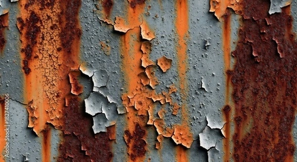 Fototapeta Rust and Peeling Paint on Metal Surface - A Textured Decay.