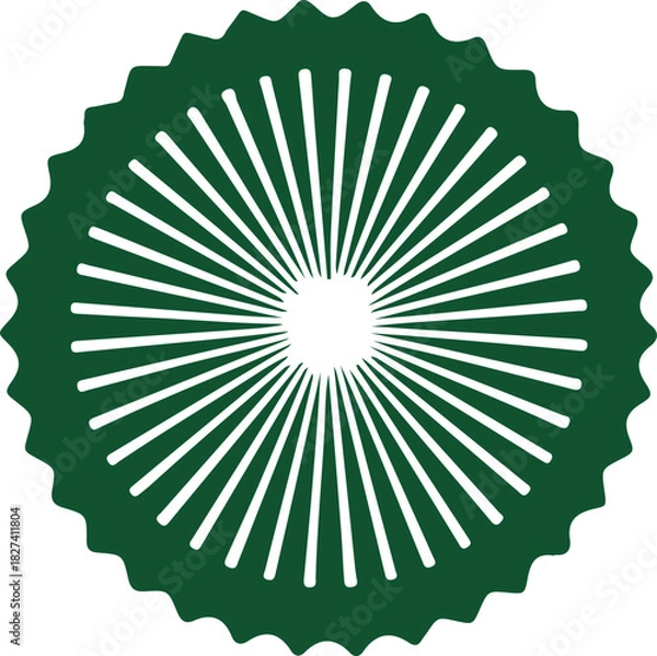 Fototapeta Circular Starburst Emblem with Wavy Edge - Badge, certificate seal, and award graphic icon