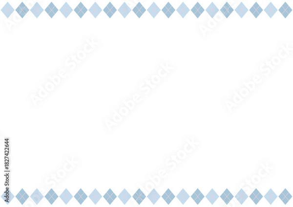 Obraz シンプルなダイヤ模様で作られた上下ボーダーのフレーム素材/青系カラーのかわいい飾り枠