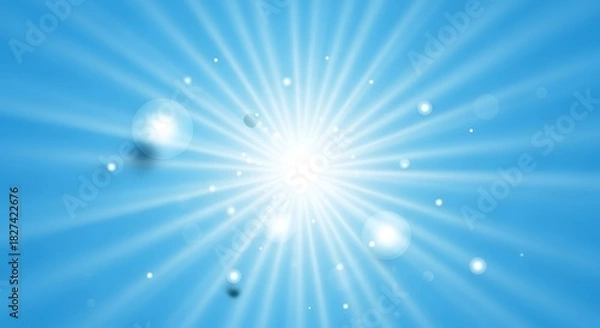 Obraz Serene radial illumination against a cool cyan backdrop with flare bokeh