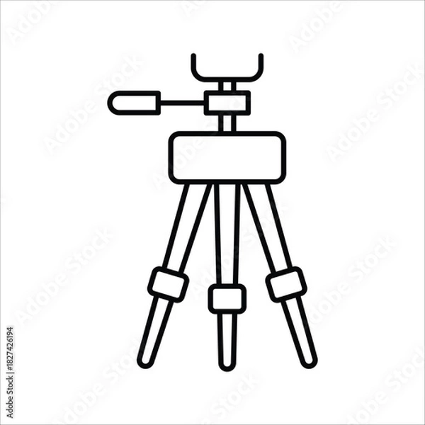 Fototapeta Essential photography tripod line icon for stable camera support, capturing crisp, steady photos and professional videos