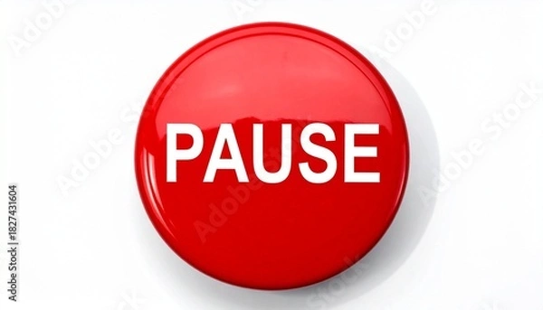 Obraz red pause button on white background
