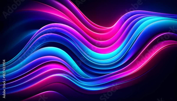 Fototapeta Futuristic Abstract Neon Wallpaper with Glossy Flowing Waves and Electric Colors