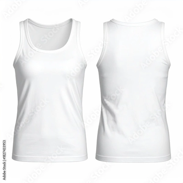 Fototapeta Front and back view of a plain white women's tank top (1)