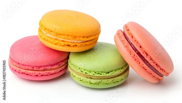 Obraz Isolated Perfection: Colorful Macarons in Focus white background 