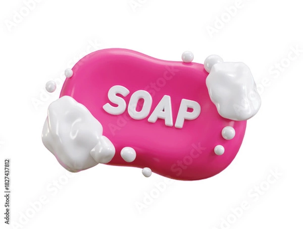 Obraz Soap icon 3d render concept of body wash soap for hygiene cleaning product icon vector illustration