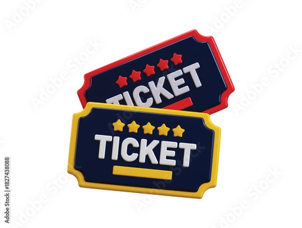 Obraz Carnival ticket icon 3d render concept of carnival, theater, event or festival ticket icon vector illustration