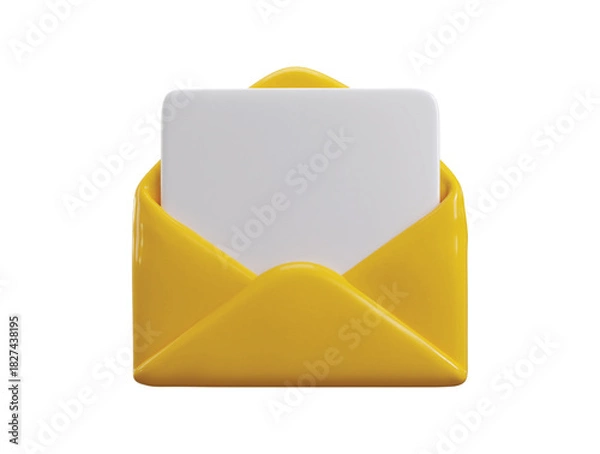 Obraz Yellow envelope with letter icon 3d render concept of envelope with latter paper icon for Newsletter or mail latter icon vector illustration