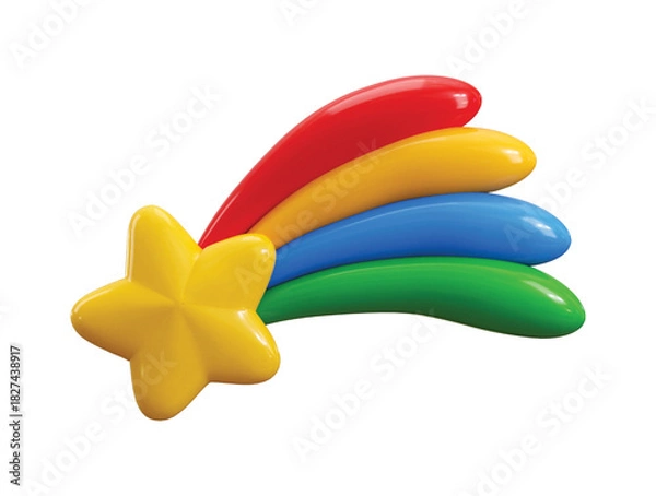 Obraz Rainbow star icon 3d render concept of Rainbow Falling yellow fantasy sparkle emoji, children rainbow design icon vector illustration 