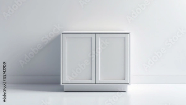 Fototapeta cabinet with a smooth white finish, isolated on a solid pure white background