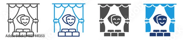 Fototapeta theater icon sheet multiple style
