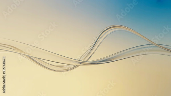 Fototapeta Translucent Wavy Forms in Soft Yellow and Blue Gradient