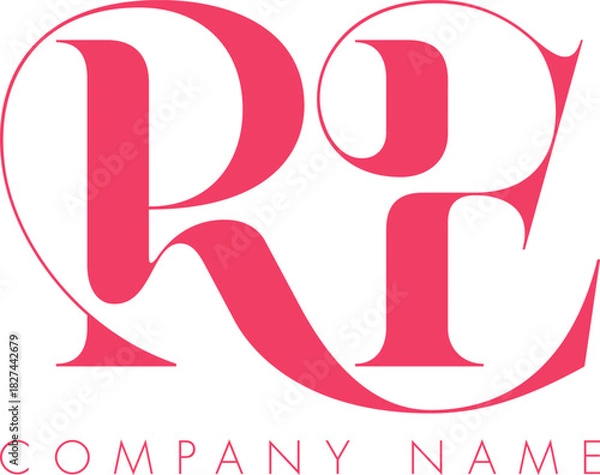 Fototapeta Creative Abstract Initial Letter RE Logo Design.