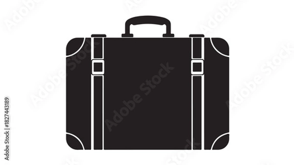 Obraz Black suitcase icon simple flat vector illustration isolated on white background for travel and business concepts