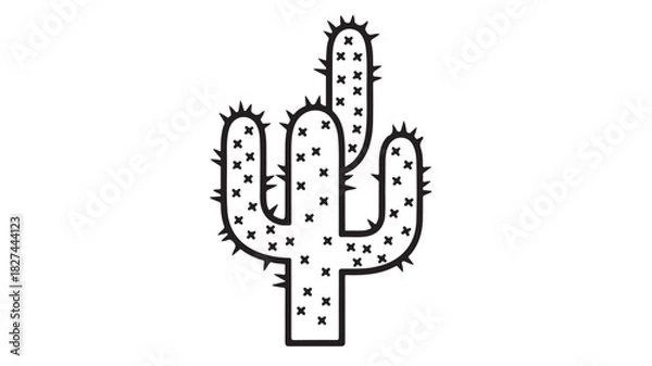 Obraz Cactus line art illustration simple vector drawing of desert plant isolated on white background