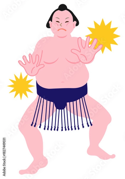 Obraz 張り手をする相撲の力士のベクターイラスト
