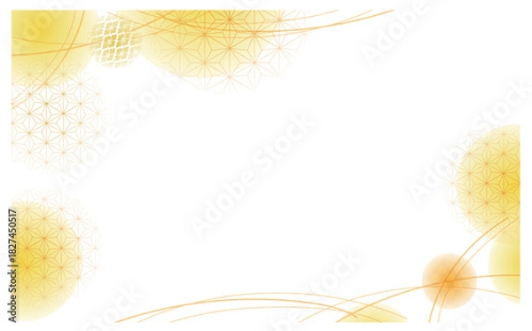 Obraz 黄色い麻の葉模様の和風背景素材