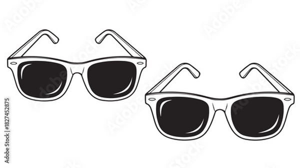 Obraz Two pairs of retro sunglasses classic eyewear design isolated on white background