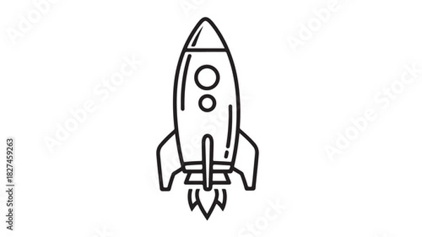 Obraz Simple rocket icon line art vector illustration for startup projects isolated on white background