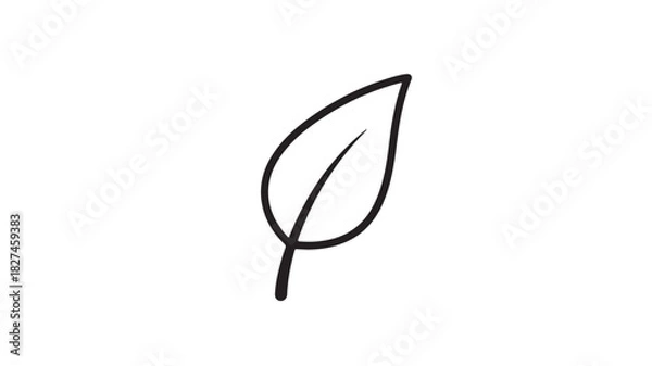 Obraz Minimalist leaf icon simple line art vector illustration isolated on white background for nature and ecology concepts