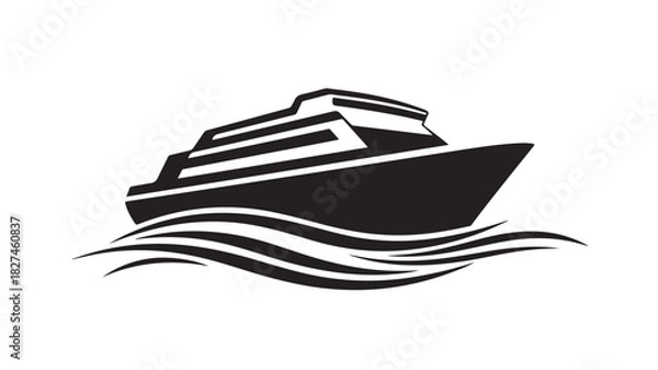 Obraz Cruise ship vector illustration simple black and white design isolated on white background