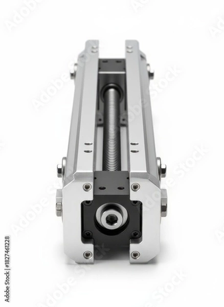 Obraz Close up view of a mechanical linear actuator with threaded rod and bearing mechanism