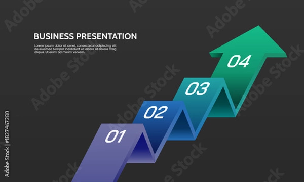 Fototapeta 4 Steps process template for corporate presentation infographic. Vector illustration.