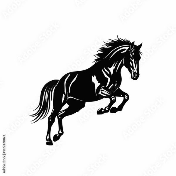 Fototapeta Majestic Black Horse Leaping with Power and Grace.