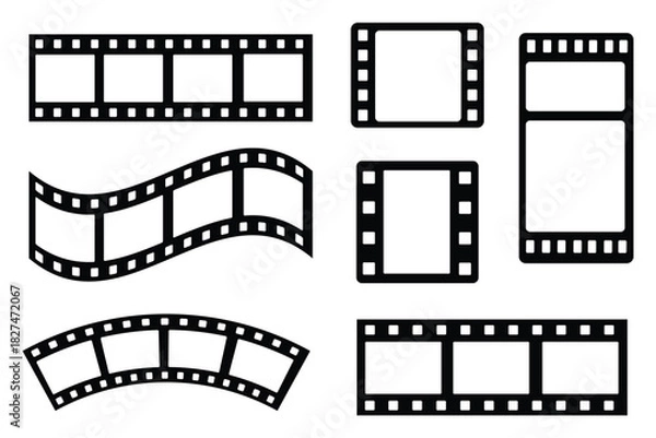 Obraz Seamless blank film strip texture on transparent background. Film strip line icon in flat. Camera roll film negative reel. Cinema tape, retro tape frame or border. Photo, cinema or movie negative