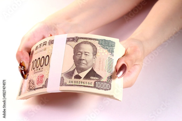 Obraz 札束を持つ女性の手