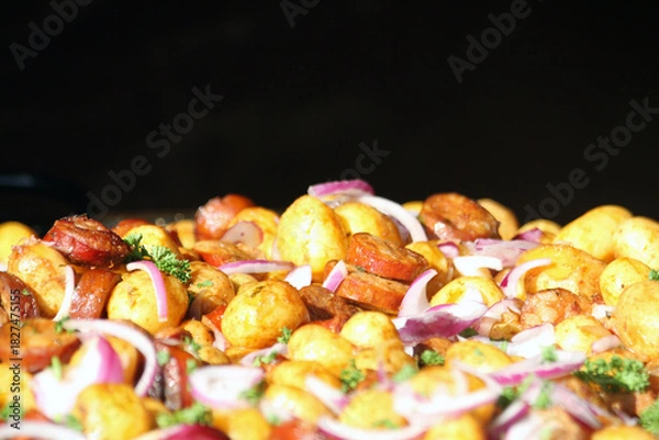 Obraz grilled potatoes with sausage