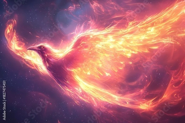 Obraz Surreal glowing crow burning in cosmic aura high resolution picture