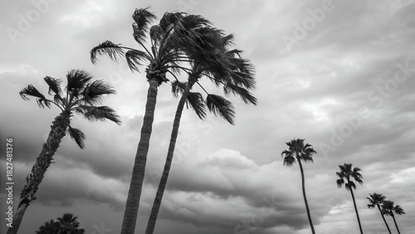 Obraz Black and White photography of a Palm Trees