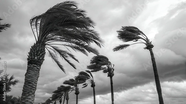 Obraz Black and White photography of a Palm Trees