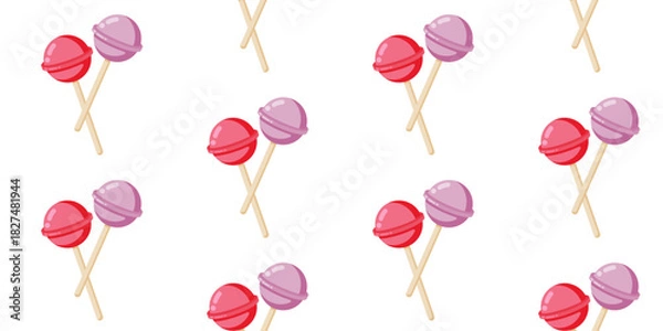 Obraz Sweet seamless pattern with pink candy lollipops