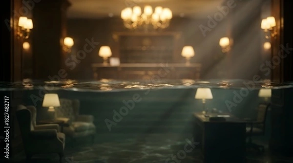 Obraz Submerged Elegance: Hotel Lobby Underwater