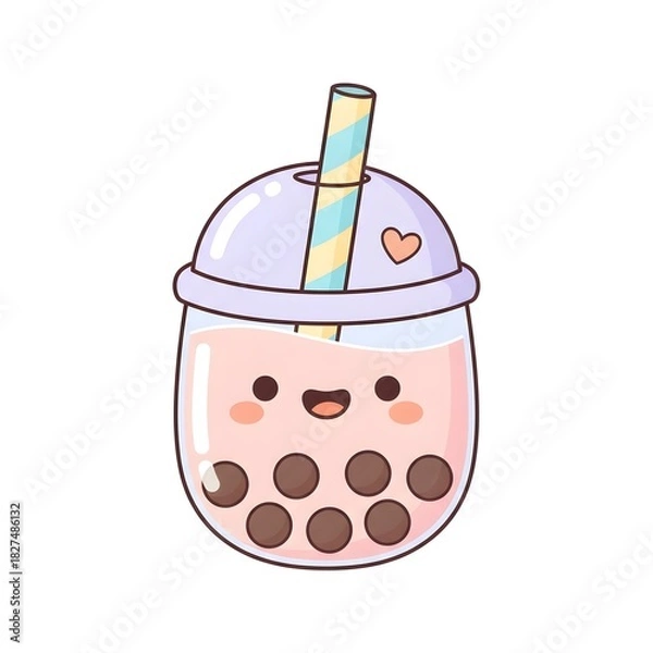 Fototapeta Happy Bubble Tea Cartoon Mascot
